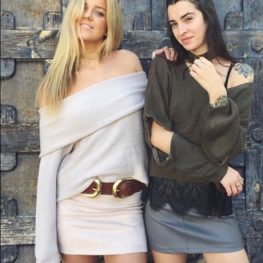 LF Milau Grey Off the shoulder Sweater